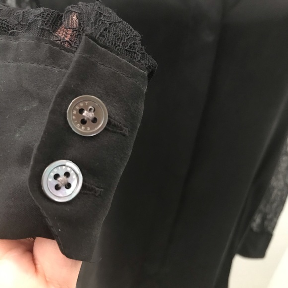 Equipment black silk lace long sleeve blouse small - Picture 6 of 11